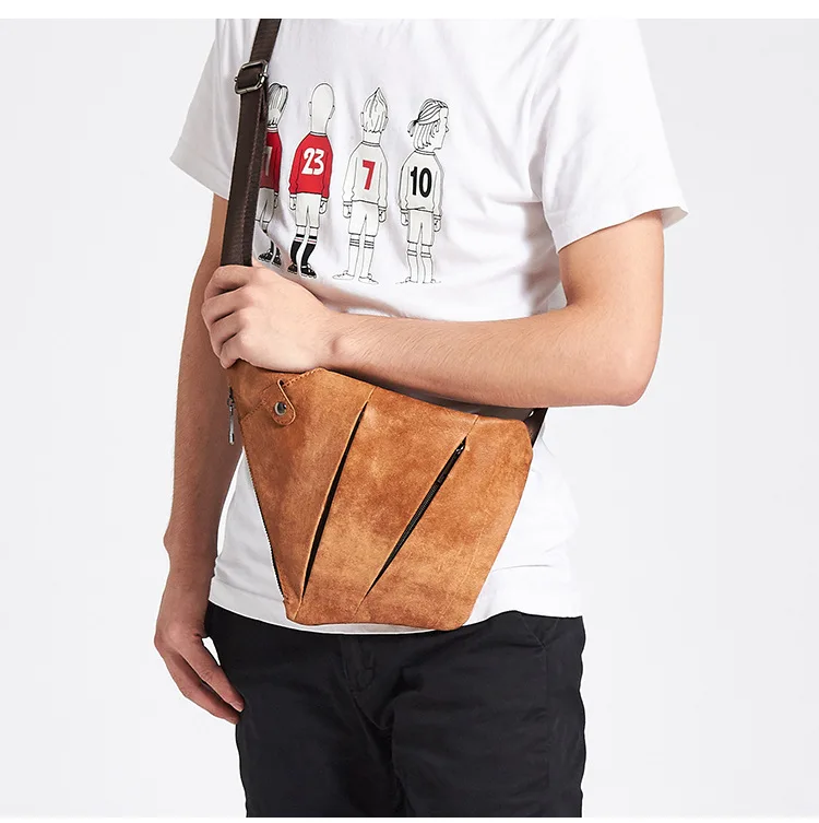 

Genuine Leather Men's Chest Bag Fashion Casual Riding Crossbody Chest Bag Head Layer Cowhide Men's Bag Gun Bag