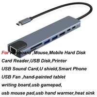 8 in 1 TYPE-C PC Tablet Phone Laptop TO HDMI RJ45 USB 2.0/3.0 SD TF Card Reader PD 100W Charger HUB Adapter Cable 2