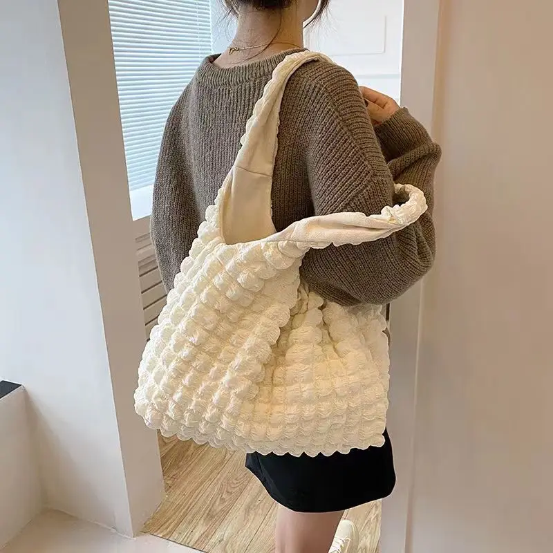 Quilted Padded Tote Designer Bag Crossbody Bag for Women Ruched Handbag  2023 Nylon Pleated Bubbles Cloud Shoulder Bag Female Bag - AliExpress