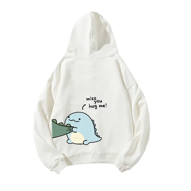 Autumn and winter men's women's jumper hooded fun dinosaur print sweatshirt couple Y2k clothes men's and women's hoodies top