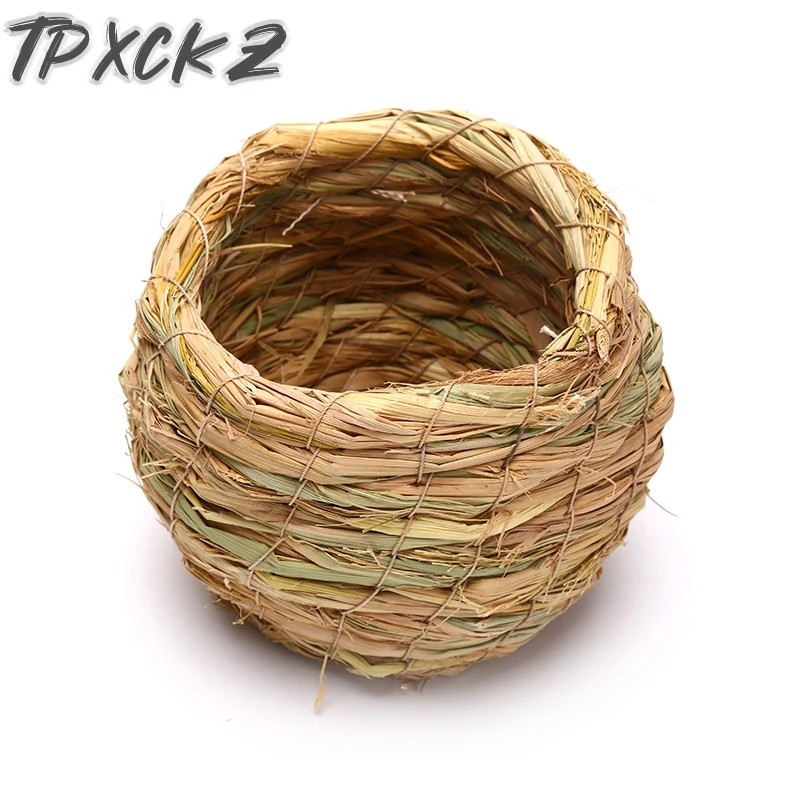 Bird House Handmade Straw Bird Nest Natural Grass Cage Decorative Weave Hanging Parrot Courtyard
