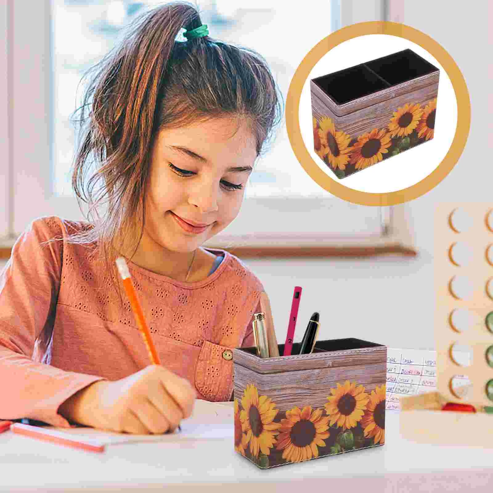

Dress up Desktop Storage Box Office Serving Utensils Divided Pencil Container Bucket