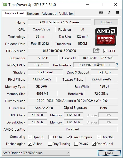 gpu computer YESTON Radeon R7 350 6 Mini DP Graphic Card Depth HDR GDDR5 4GB 128Bit GPU R7350 6MiniDP GA AMD Video Card Support Split Screen best graphics card for pc