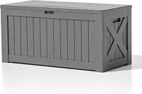 120 Gallon Large Deck Box, Outdoor Lockable Storage Box for Gardening Tools, Waterproof Deck Box for Patio Furniture, 1