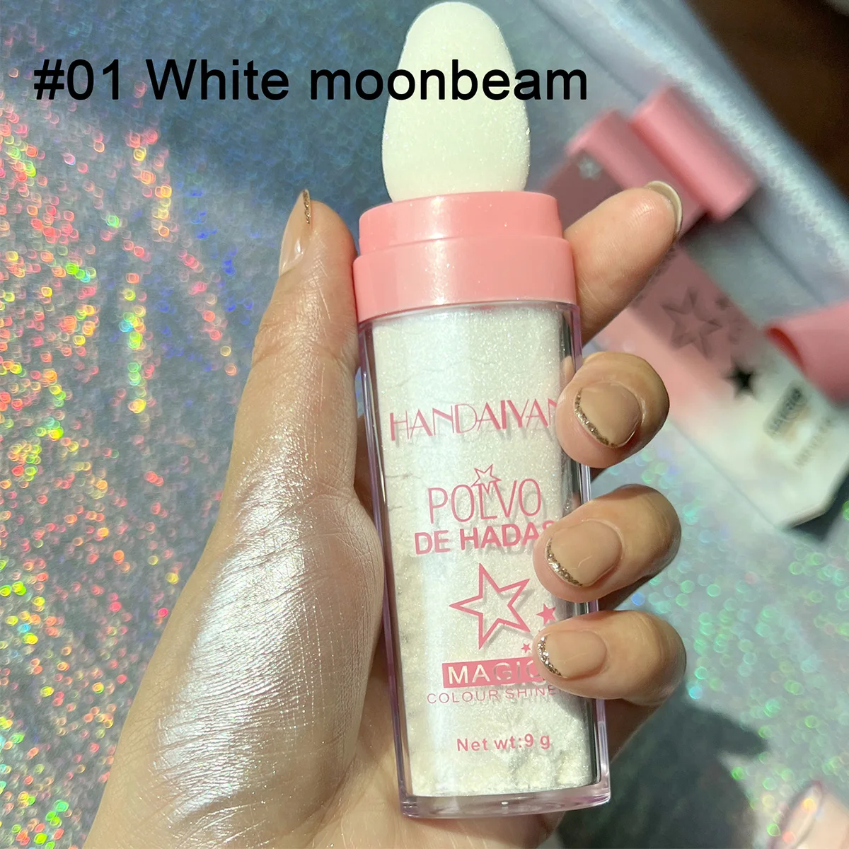 HANDAIYAN 3 Colors Glitter Powder Highlighter Makeup Body Brightens the Natural Face Blusher Fairy Highlight Patting Powder 5