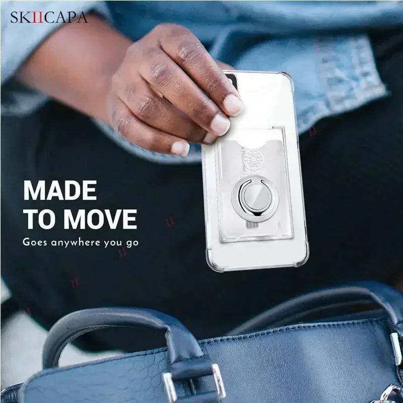 Shockproof Clear Ring Holder Case with Card Slot and Soft Cover