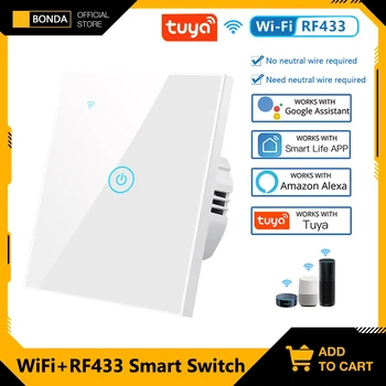 Tuya WiFi Smart Light Switch Eu No Need Neutral RF433