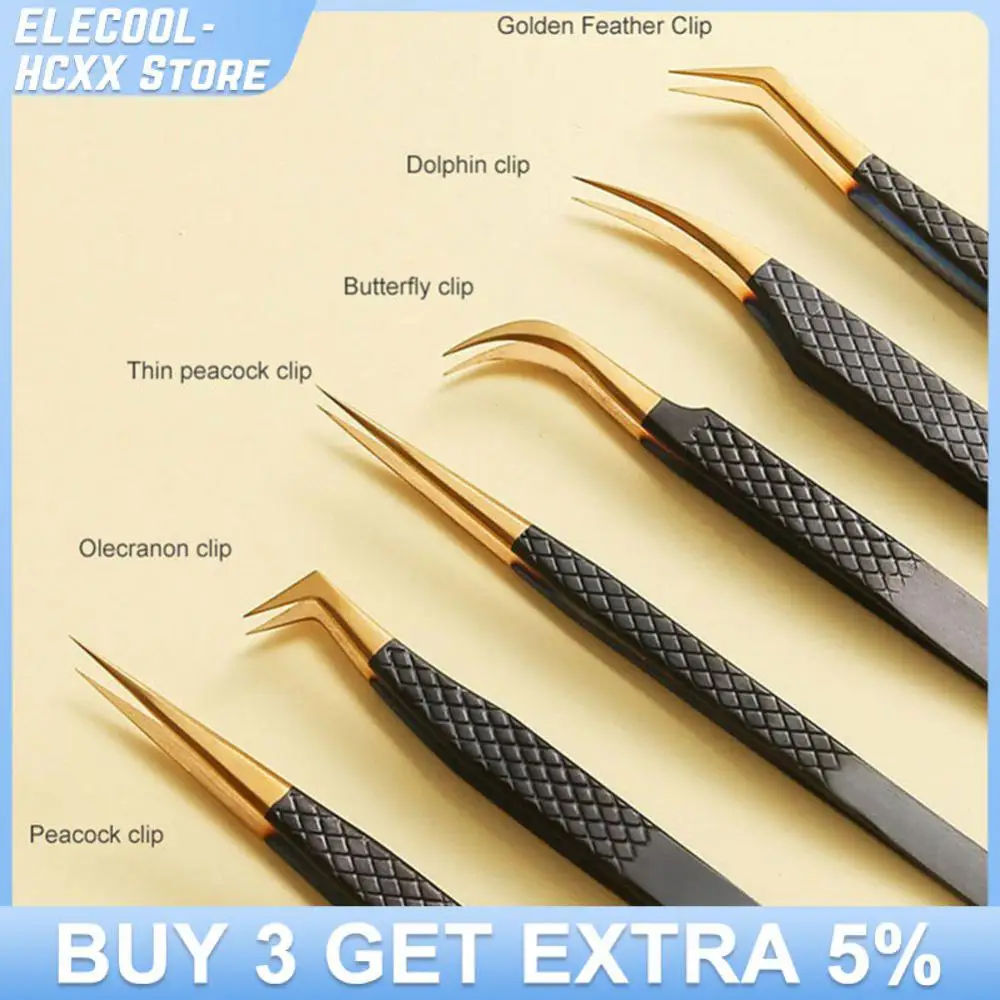 

1PC Stainless Steel Straight And Curved Eyelashes Tweezers Eyelash Extension Tweezers Cosmetic Makeup Tools For False Eyelashes
