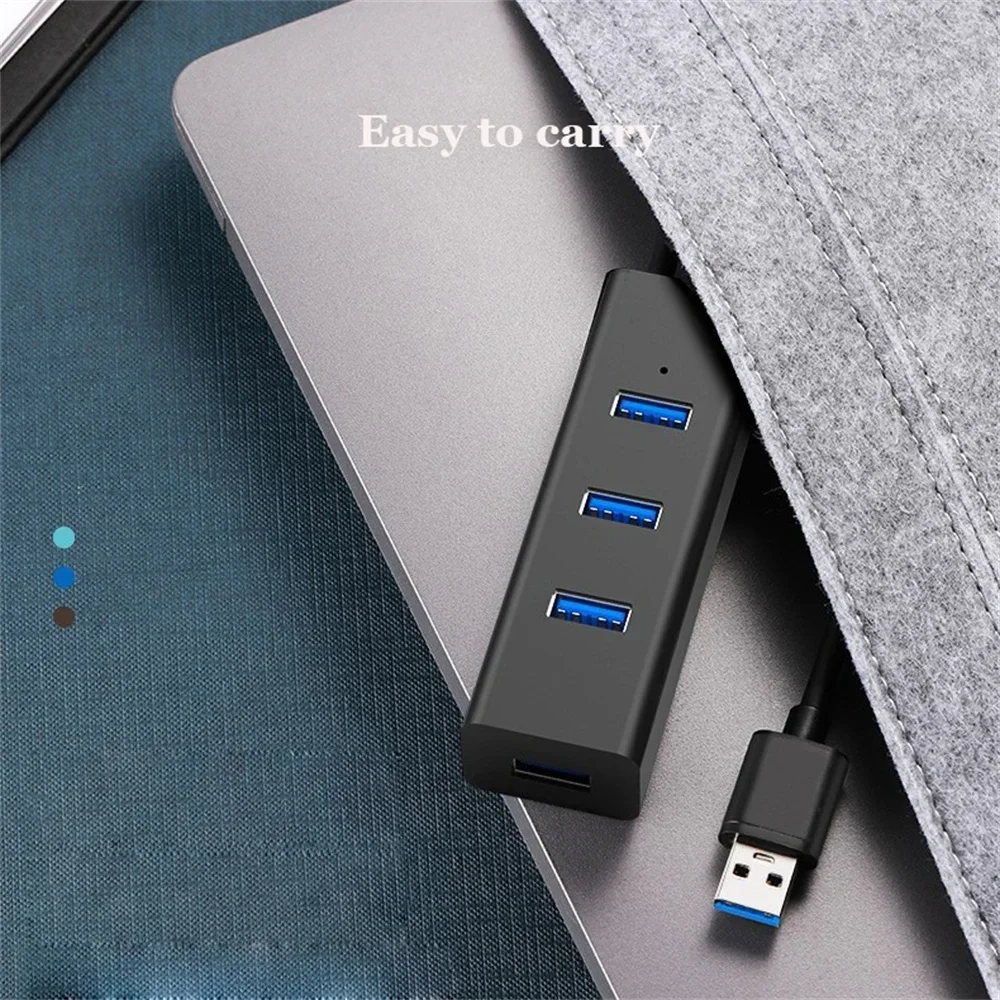 High-Speed 4-Port USB Hub Splitter with Power Adapter