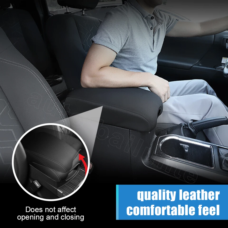 KXCZBAUTO Funda De Consola Central Para Toyota Tacoma 2016-2023, Almohadilla De Tapa De Reposabrazos De Piel Sintética Con Bolsillos Laterales, Negro, Taco