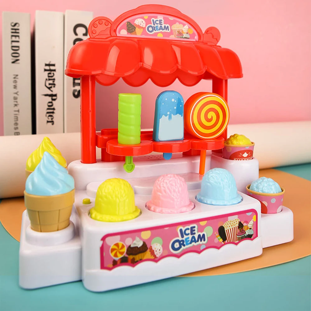 Cashier Toys Kids Cash Register Pretend Play Puzzle Play Toy House Simulation Supermarket Cash Electric Parent-Child Toys Set 4