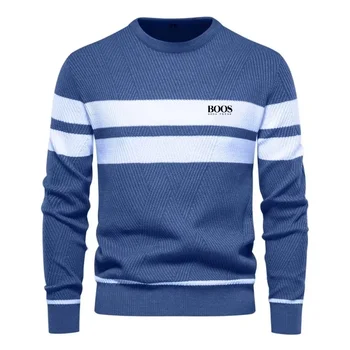 Nuovo autunno pullover maglione da uomo O-Collo patchwork manica lunga caldo maglioni sottili uomo moda casual maglione abbigliamento uomo 1