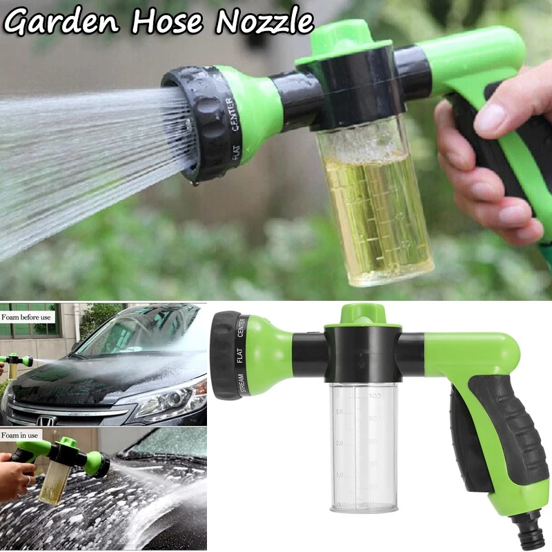 haspel Toevlucht vlinder Tuinslang Nozzle Hoge Druk Slang Sproeikop 8 Way Spray Patroon Met  Zeepdispenser Fles Voor Watering Planten Auto wahing| | - AliExpress