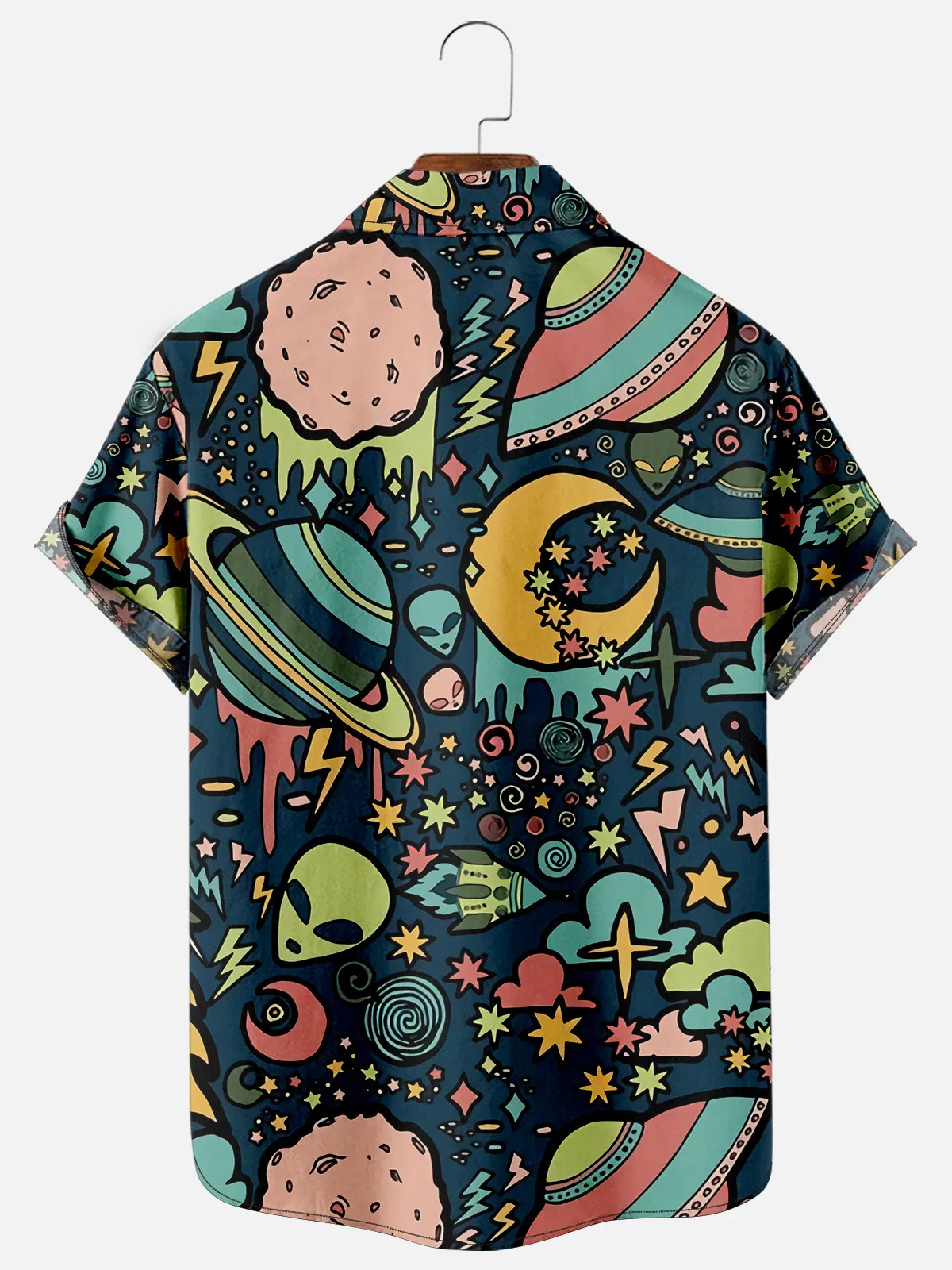 2021 Men's Short Sleeve Lapel Shirt Large Size Starry sky 1 3D Printed Men's Shirt with Pockets