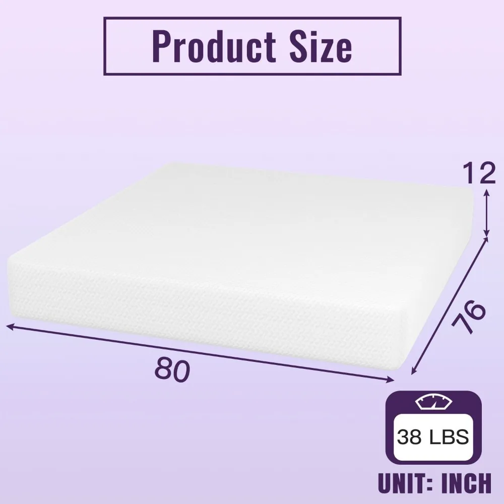 12 Inch Bamboo Charcoal Cooling Gel Memory Foam Mattress in a Box, Medium-Firm Support, Fiberglass-Free Design for Pressure Reli 5