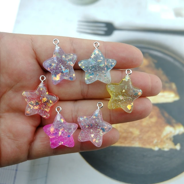 10pcs/Pack Star Resin Earring Charms for Earring Bracelet Pendant Jewelry  Findings Phone Making