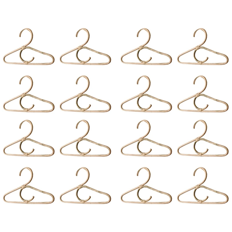 16Pcs Rattan Clothes Hanger Nordic Style Kids Garments Organizer Rack Children Hanger Kids Room Decor Hangers
