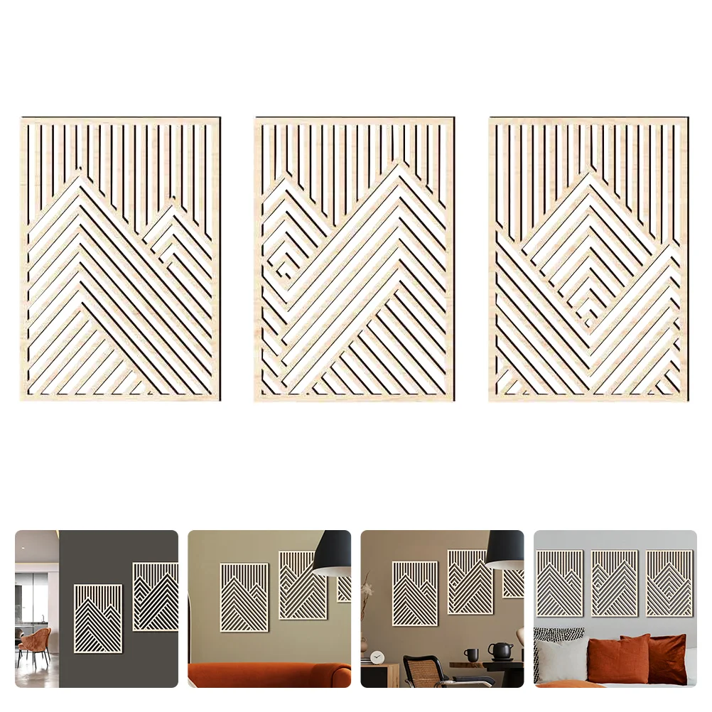 

3Pcs Mountain Wall Art Wood Mountain Line Wall Decor Abstract Minimalist Wall Art Rustic Nature Wall Decor Home Bathroom