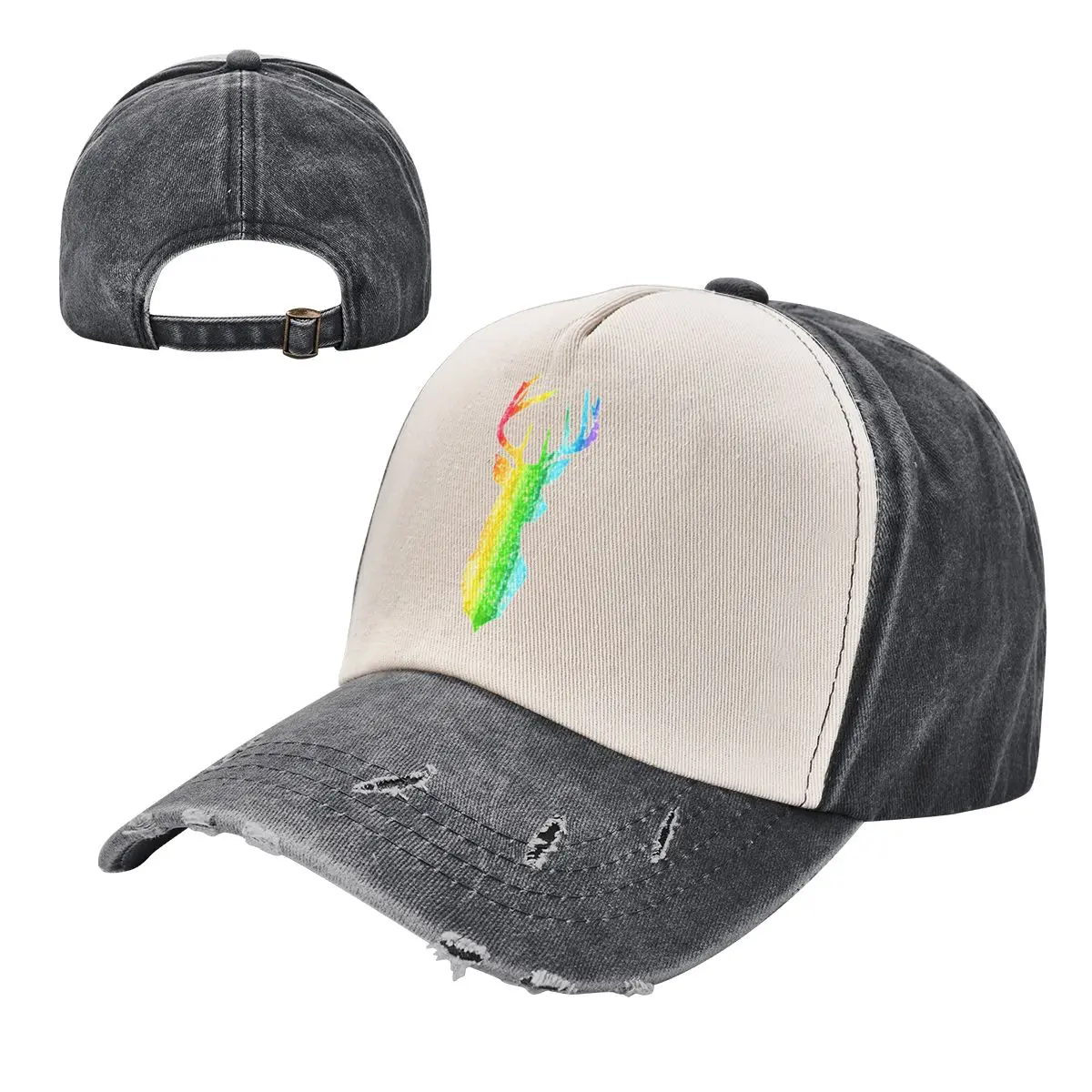 

Unisex Fashion Vintage Stag In Rainbow Colors Washed Baseball Caps