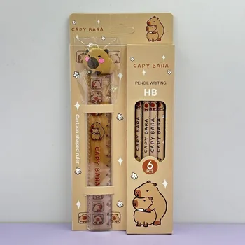 7 pezzi/scatola -6 matite + 1 righello Dolphin Kawaii HB matita di legno con righello Forniture di cancelleria per ufficio scolastico per studenti regali 1