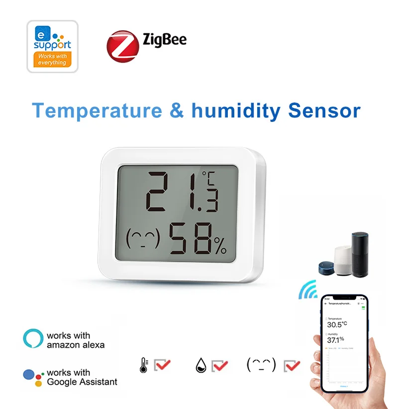 Ewelink Zigbee3.0 Temperature & Humidity Sensor Real-Time Monitoring Accurate In