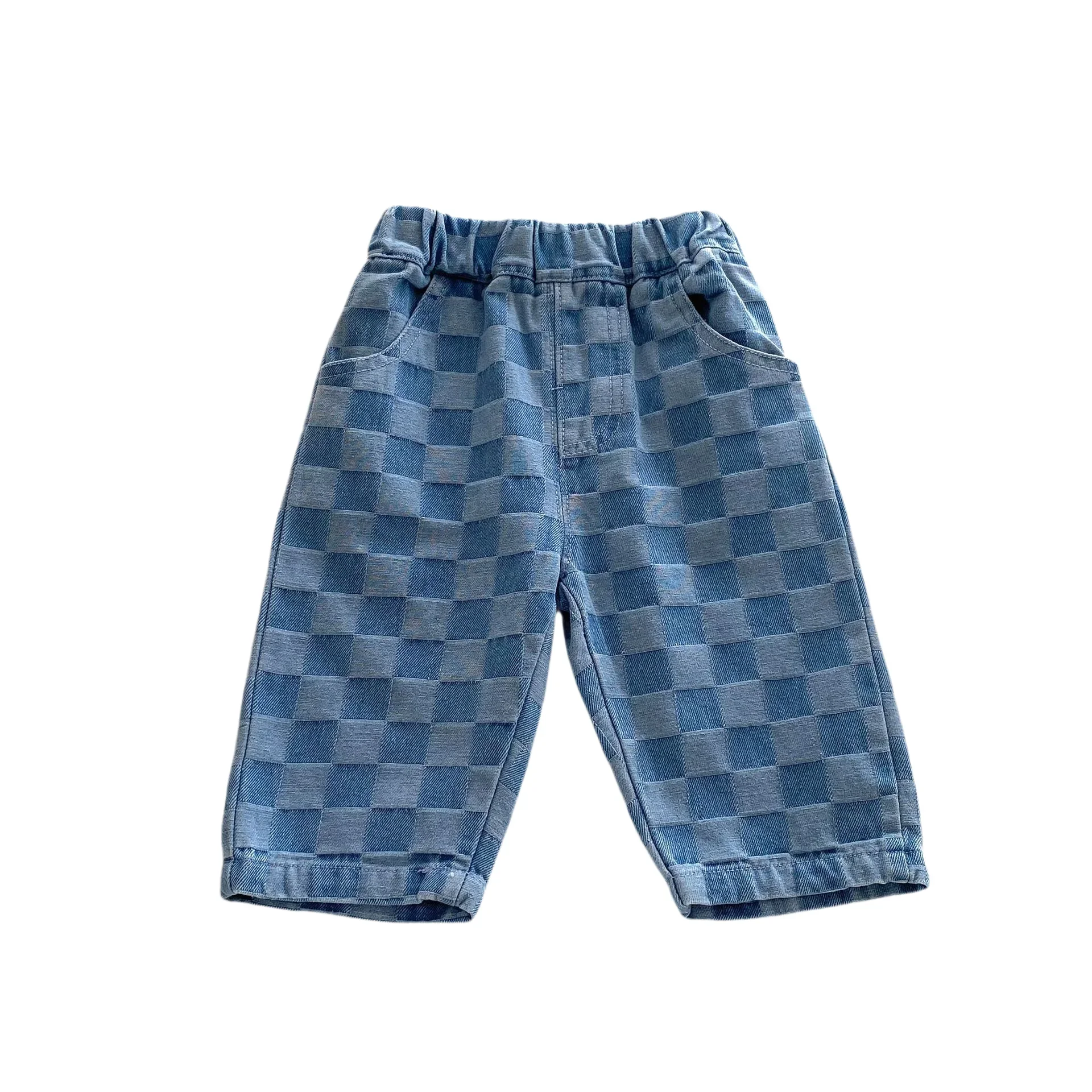 Soft Denim Checkered Jeans for Kids