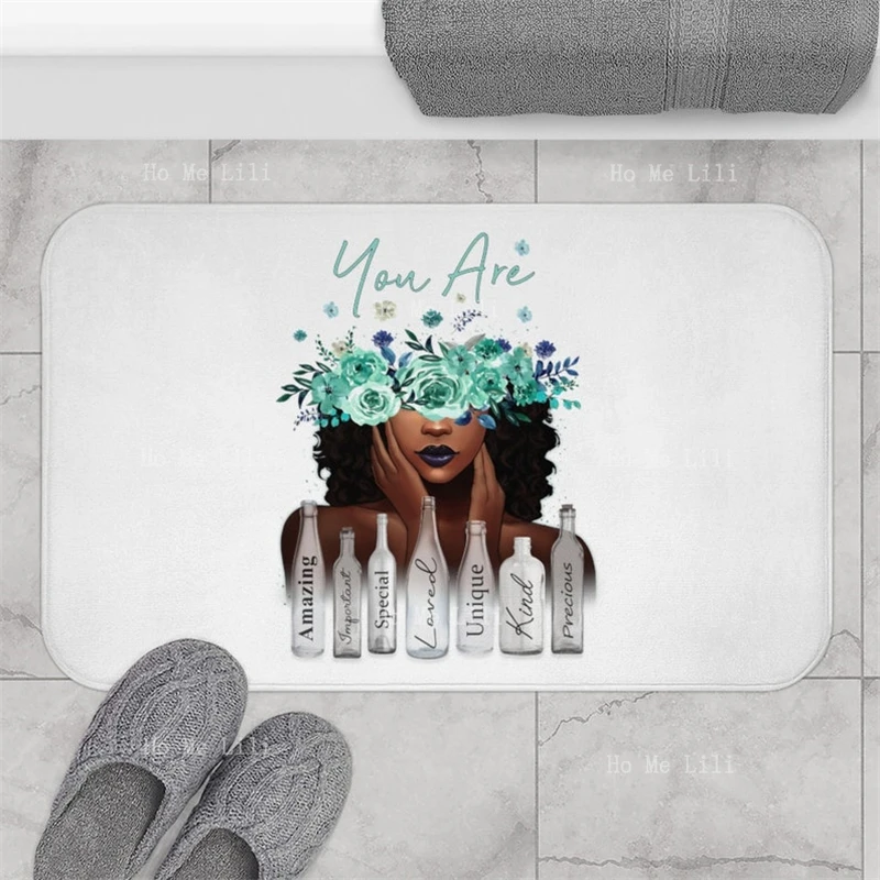 Женские Фланелевые напольные коврики You Are Amazing Black Girl с цветами, подарок на новоселье, шикарный Современный домашний декор