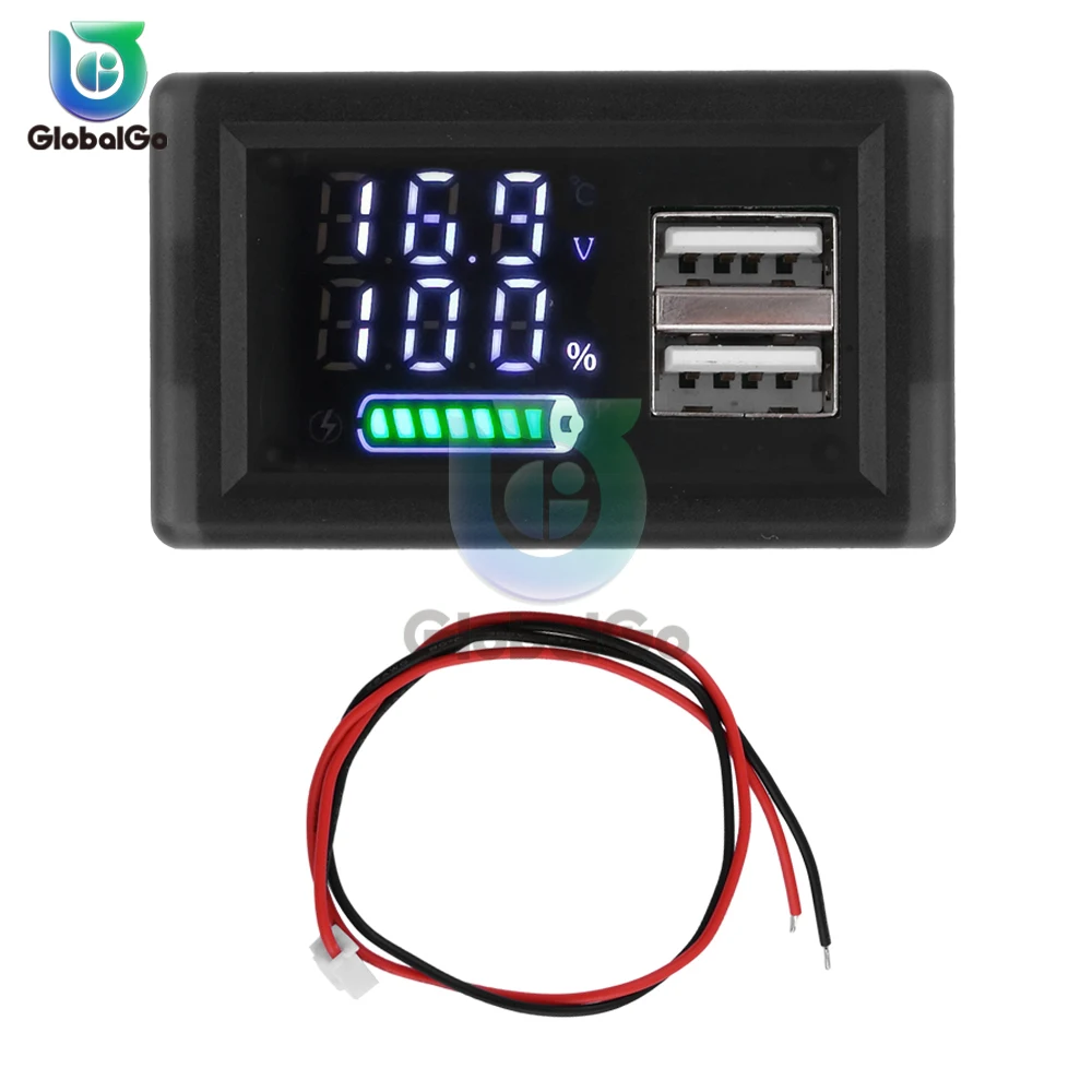 

Светодиодный цифровой дисплей вольтметр постоянного тока 9-24 В USB Type-C мини-измеритель напряжения индикатор емкости батареи тестер панель для автомобиля мотоцикла