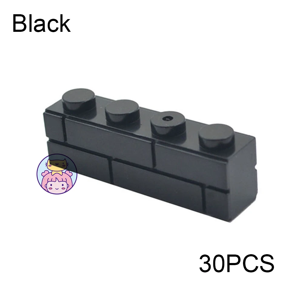 Building Blocks Toys 30pcs Wall Striped Bricks MOC 1x4 Palace Castle Creative Figures Military House Wall Transparency Parts