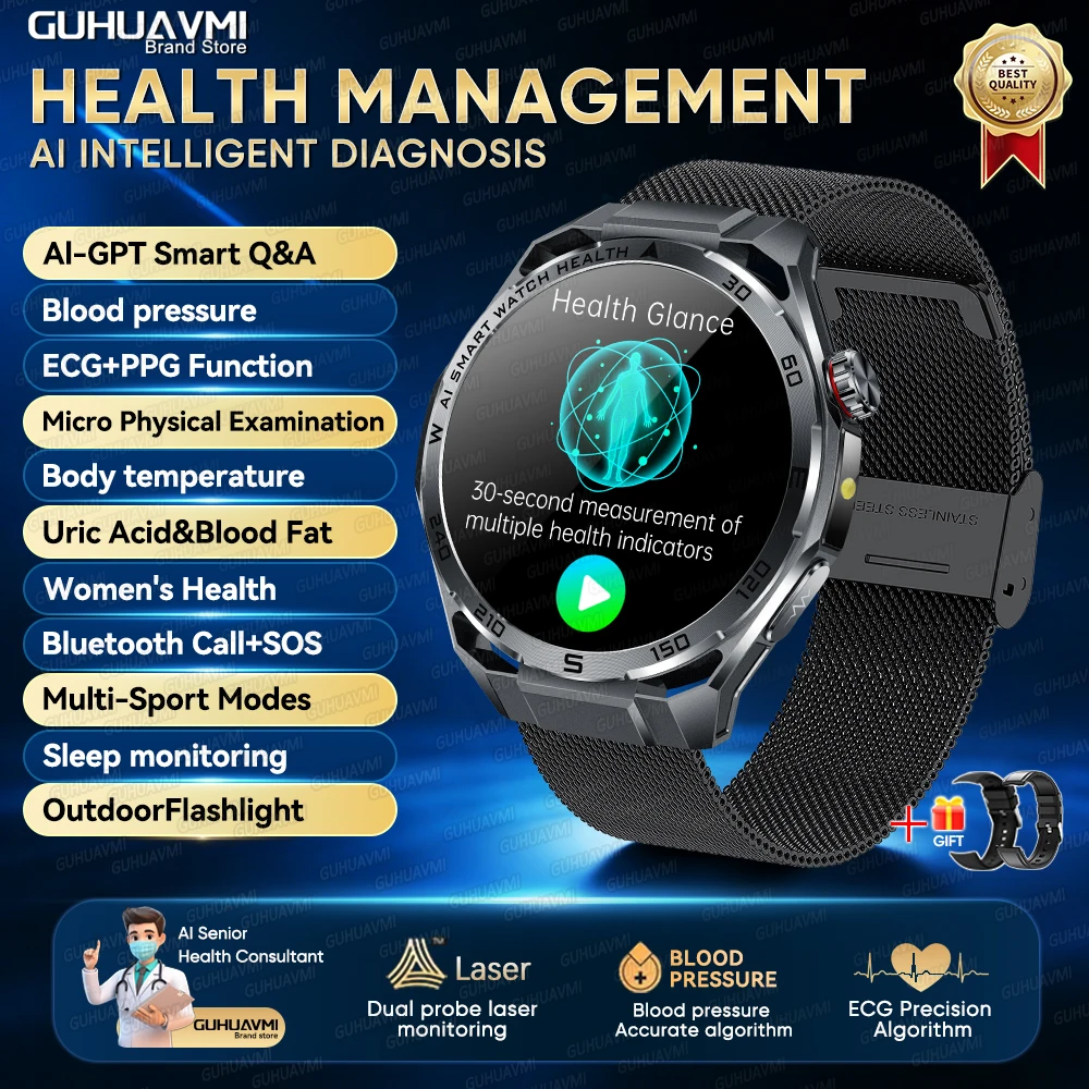 2026 Accurate Diagnosis AI Health Smart Watch ECG Heart analysis thumbnail 9