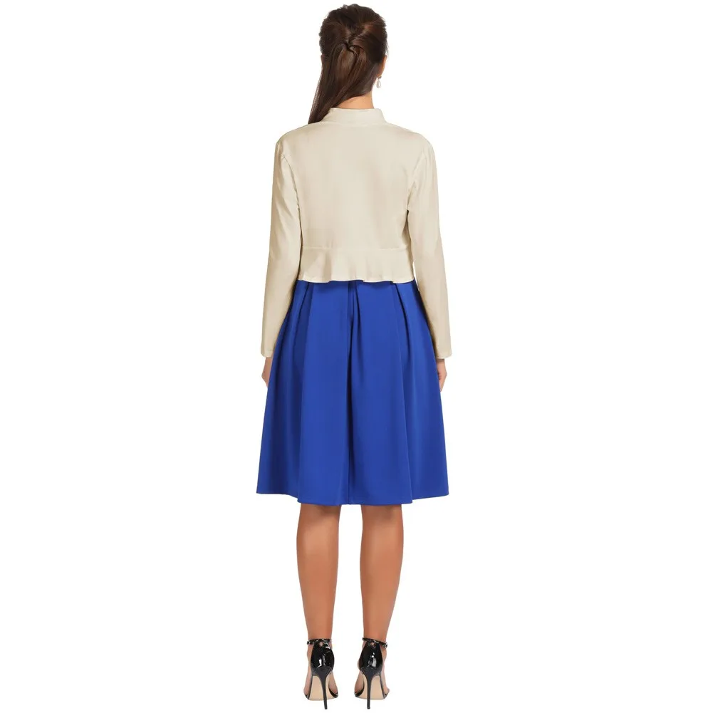 Belle Poque Women's Vintage Cropped Shrug Open Front Long Sleeve Ruffled Bolero Cardigan Party Cocktail Wear A30