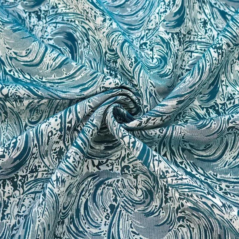 Ozean blau Garn gefärbt Jacquard Stoff Frühling Herbst Frauen Kleid Mantel Tasche dekorative Näh stoff