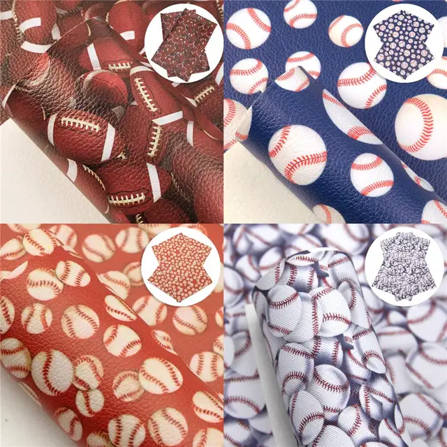 Baseball Softball Sport Lychee Synthetic Leather Patchwork For Hair Bow Handbags Materials DIY Faux Leather Sheets,1Yc10592