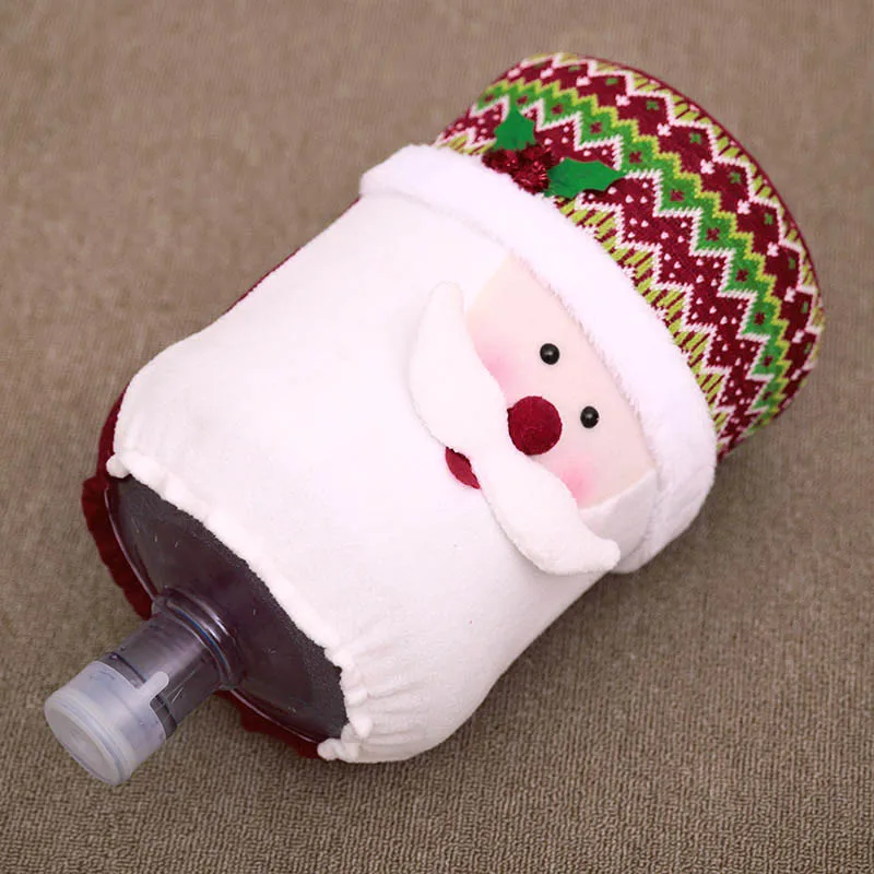 Christmas Water Dispenser Bottle Cover Elastic 5 Gallon Water Jug Cover Kettle Cap Santa/Elk/Snowman Home Kitchen Decor