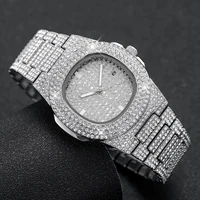 Luxury Full Diamond Men's Stainless Steel Watches Male Sports Quartz Wristwatch with Calendar 3