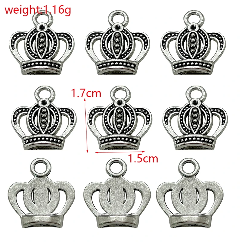 Vintage Silver & Gold Crown Charms Pendant for DIY Jewelry Accessories