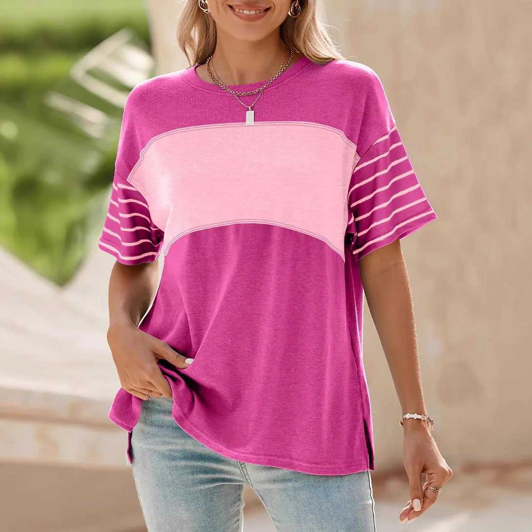 Women Summer Striped Loose Fit Tshirts