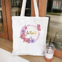 Spanish Woman Single Farewell Bachelorette Hen Party Canvas Tote Bags Team Bride Squad Shopping Bag Bridal Wedding Shoulder Bag 2