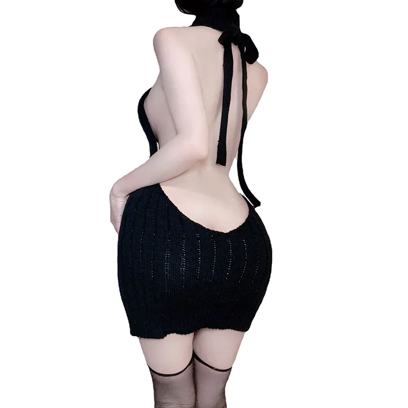 Sexy Women Open Chest Backless Pullover Fashion Virgin Killer Knitted High Stretch Turtleneck Sleeveless Sweaters Nice Gift 2