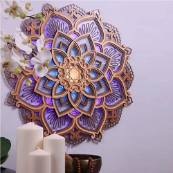 Applique murale Led suspendue en bois sculpté au Mandala, luminaire décoratif d'intérieur, idéal pour une chambre à coucher ou une chambre à coucher 