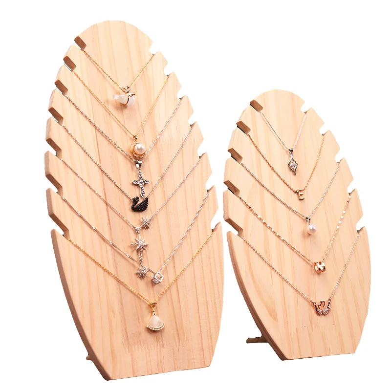 Wood Flame Shape Jewelry Display Pendant Necklace Display Board  Organizer Shelf Storage Holder Showcases