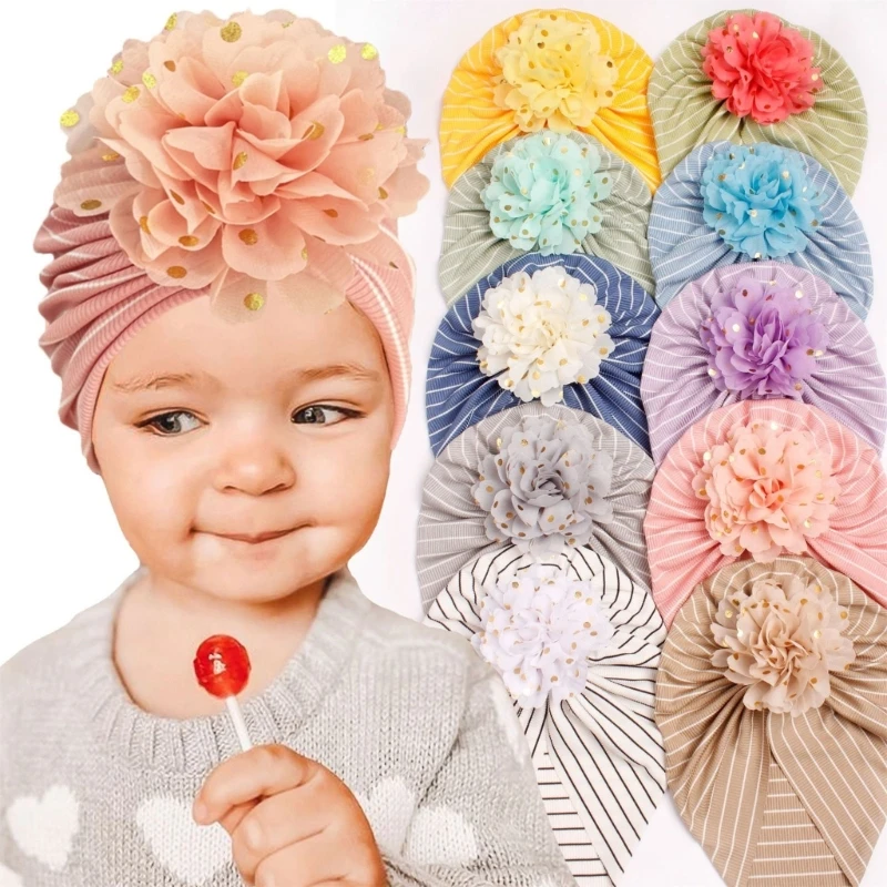 

Детская шапка-тюрбан в форме цветка, мягкие шапки для маленьких девочек, однотонная шапка-бини для новорожденных, шапочка для и