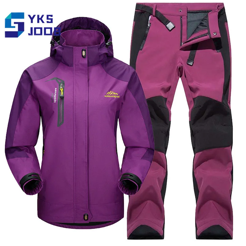 

Women's Fleece Hiking Set Autumn Outdoor Windproof Waterproof Warm Camping Suits Thermal Breathable Wear-resisting Treking Sets