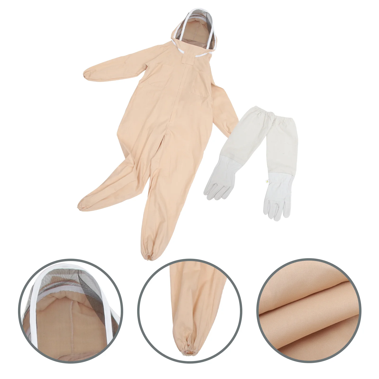 

One-piece Beekeeping Protective Suit Body Clothing with Gloves - Size XL (Khaki, Random Style Gloves)