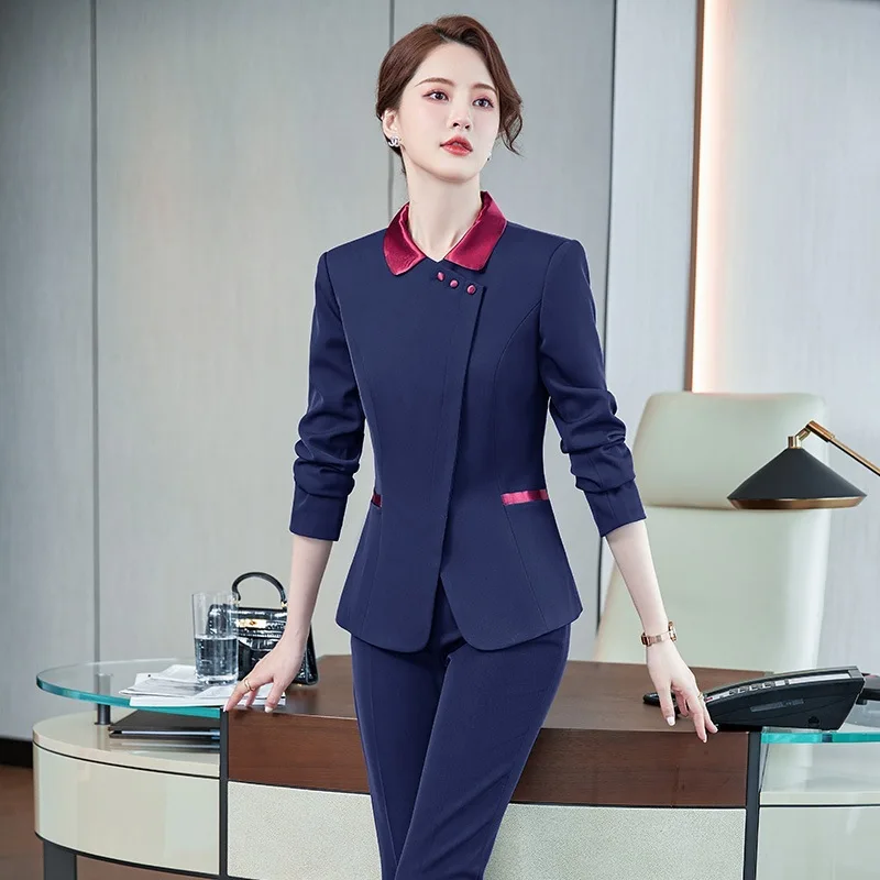 

Beauty Salon Long Sleeve Business Suit Women Hotel Catering Reception Workwear Cashier Overalls Skirt