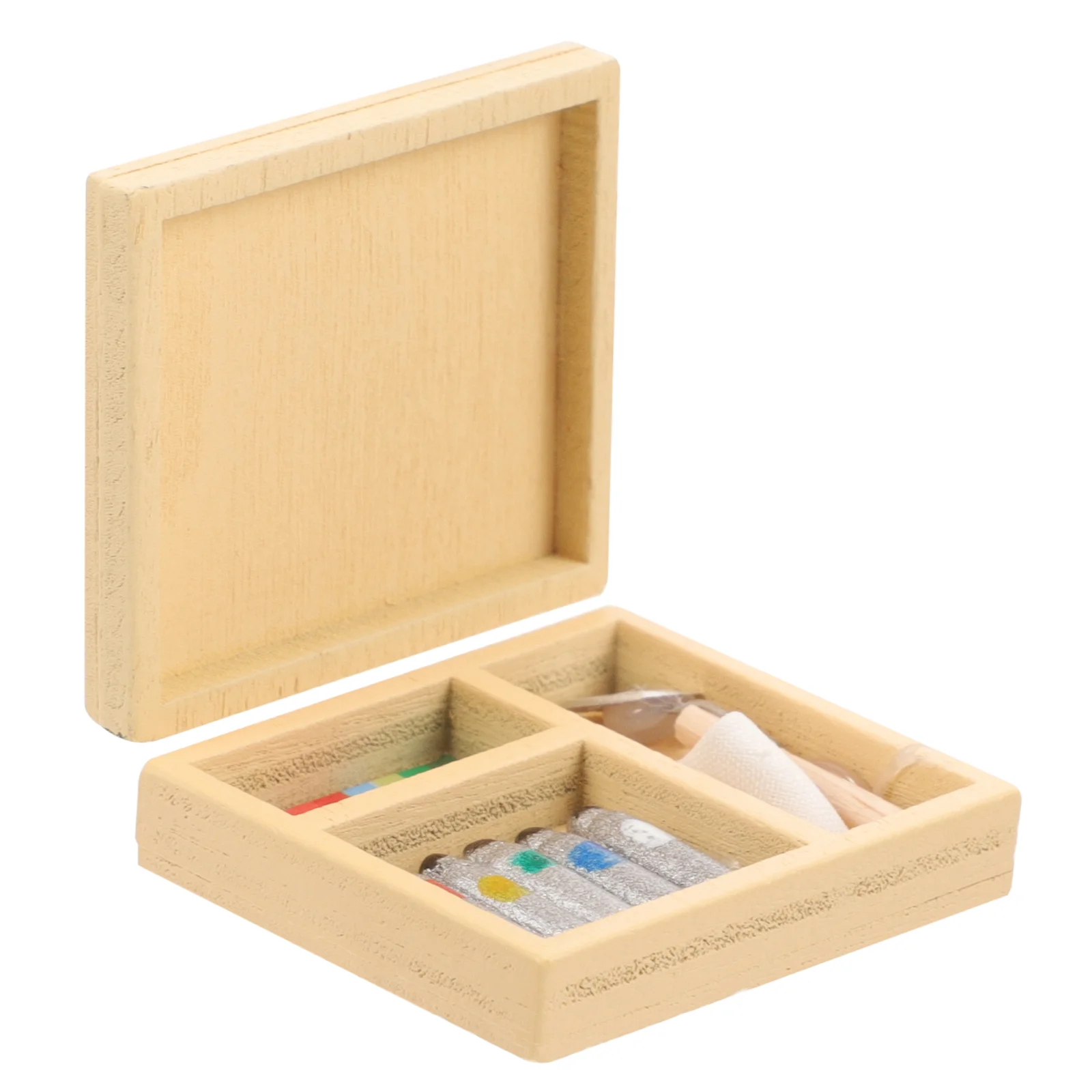 

Dollhouse Paint Box Accessories Wooden Kits Mini Decoration Ornament Furnishings Woody Toy