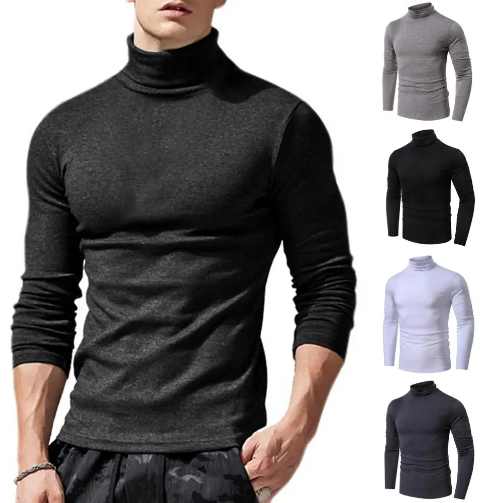 

Solid Color Men Sweatshirt Slim Fit Men's Mock Collar Pullover Soft Elastic Stylish Shirt for Fall Spring Men Pullover