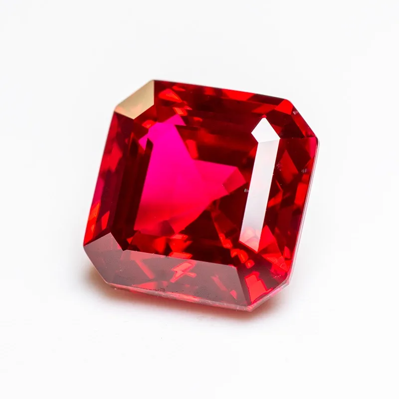 Lab Grown Ruby  Pigeon Blood Red  Asscher Shape Hand Cut Gemstones for DIY Jewelry Making Materials Selectable AGL Certificate