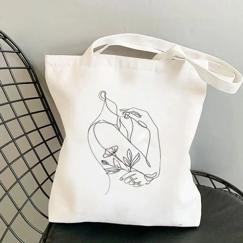 Abstract Face Print Women Shoulder Bags Canvas Tote Bag Daily Casual Storage Pouch Eco Reusable Handbag Shopping Shopper Bags 3
