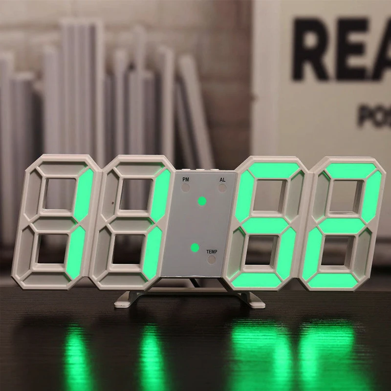 Simple Fashion Electronic 3D Luminous Digital Clock Voice-activated Silent Alarm Creative Desktop digital clock